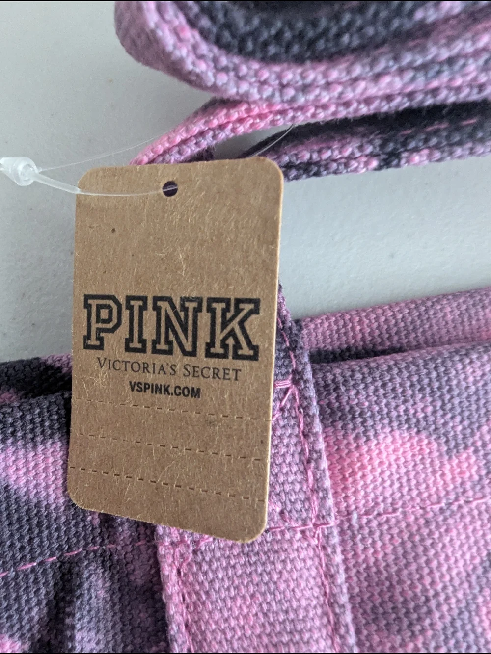 PINK Victoria’s Secret Pink & Black Tie Dye Canvas Tote Bag New With Tags